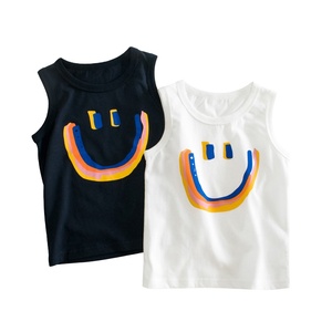 Custom 100% Cotton Summer Crew Neck Kids Boys Tank Tops Wholesale <strong>Toddler</strong> Smile <strong>Vest</strong> - Product Image 1