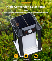 Lampe solaire de jardin étanche IP65 à batterie lithium, 3 couleurs, avec détecteur de mouvement et port Type-C pour pelouse extérieure