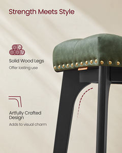 Juego de 2 <span class=keywords><strong>taburetes</strong></span> de barra de mostrador <span class=keywords><strong>VASAGLE</strong></span>, <span class=keywords><strong>taburetes</strong></span> de Bar de cuero sin espalda modernos, patas de madera maciza, <span class=keywords><strong>taburetes</strong></span> de sillín - Product Image 6