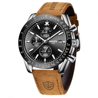 NIBOSI nouveau hommes montre 2615 affaires multi-fuseau horaire montre-bracelet étanche fonction analogique Date montre à Quartz