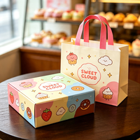 Boîte cadeau personnalisée avec logo, vente en gros, OEM, ODM, design gratuit, thème marin, voilier, vague, biscuits, avec sac en papier, ensemble d'emballage pour desserts côtiers