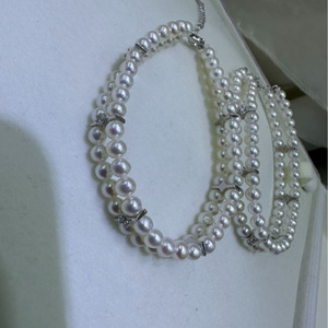 Nuevo Collar de Perlas de Agua Dulce con Hebilla Aurora de Doble Capa, 4-5 mm, Redondas, Impecables, Estilo Hepburn, Collares en Capas a la Moda - Product Image 3