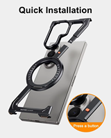 Coque de protection intégrale en métal creux avec anneau magnétique intégré et béquille pour Samsung Z Fold 5 6 7 8