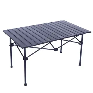 Outdoor Aluminum Alloy Roll Dining Table Portable Steel Tube Camping Leisure Picnic Table Multifunctional Foldable Beach Table