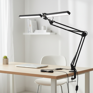 Lámpara de Escritorio LED <span class=keywords><strong>Articulada</strong></span> y Plegable de Doble Cabezal, Moderna, de Aluminio, con Iluminación de Gran Angular, Brazo Flexible, Lámpara DC para Sala de Lectura - Product Image 1
