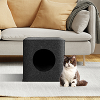 Maison pour chat en feutre gris foncé avec entrée ronde, lit-cave fermé pour animaux de compagnie, idéal pour l'intérieur, meuble et espace de repos pour chats
