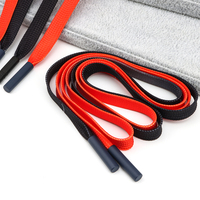 Lacets plats en polyester dégradé noir et rouge de 8 mm pour embouts métalliques, haute qualité, durables, pour baskets/bottes/chaussures de randonnée, modèle D32