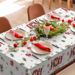 <span class=keywords><strong>Manteles</strong></span> de plástico de Navidad Rectángulo desechable Joy to The World Mantel para decoraciones y suministros de fiesta de invierno de Navidad - Product Image 5