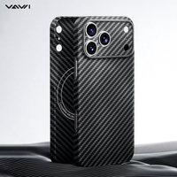 Étui de téléphone VAWI V-K01 en fibre d'aramide véritable pour iPhone 15~17, coque de luxe en fibre de carbone pour Samsung Android