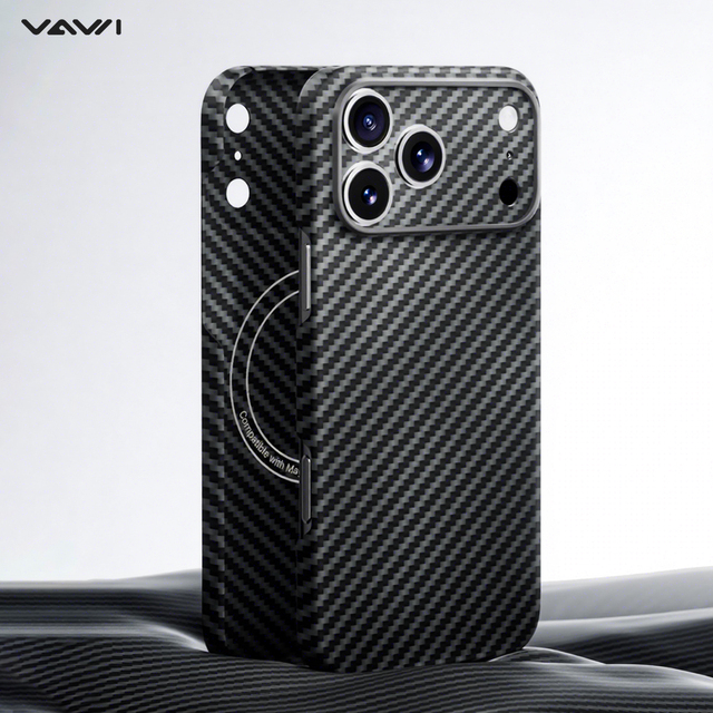 VAWI V-K01 Lens Camera Really Aramid Fiber Phone case for iPhone 15~17  Luxury Cover for Samsung Android Carbon Fiber Phone Case