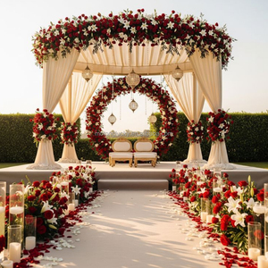 Flores de Boda Rojas de Lujo a <span class=keywords><strong>Precio</strong></span> de Fábrica - Fondo Floral Rojo de Lujo para Bodas y Eventos - Product Image 5