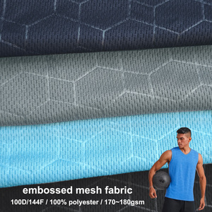 Nueva Tela de Malla de Poliéster 100% con Diseño Personalizado, Secado Rápido, Absorbente, 170~180gsm, 100D/144F, con Relieve de Cubos y Ojo de Pájaro, para Camisetas de Fútbol para Niñas - Product Image 1