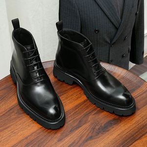 Men's Winter Chukka <b>Boots</b> Casual English-Style Ankle Waterproof Genuine Cowhide Upper Thick Rubber Sole Autumn - Product Image 4