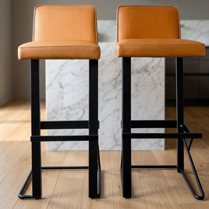 Modern Leather <b>Bar</b> <b>Stool</b> with Metal Frame for Home <b>Bar</b> <b>and</b> Commercial Use Minimalist Design Steady Base - Product Image 4