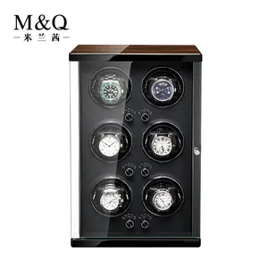 M & Q gỗ xoay xem Winder sang trọng Mabuchi động cơ 6 trường hợp bán buôn hộp đồng hồ