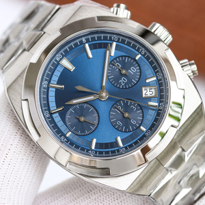 5500V High End Luxury Chronograph Mechanical <b>Watch</b> Men Premium Blue Dial Three Eyes <b>Watch</b> For Daily Wear - Product Image 2