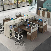 Poste de travail modulaire commercial moderne 4 places en MDF durable pour bureau, cellule de travail en bois pour centre d'appels, garantie 3 ans