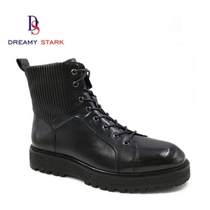 Nuevas Botas de Lona con Cordones para Hombre, Otoño/Invierno, de Cuero Genuino, Formales, Casuales, Negras, para Boda, Cómodas, Transpirables, Antideslizantes - Product Image 1