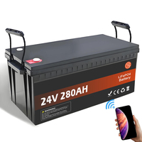Baterai Lithium LiFePO4 24V 280Ah dengan Pemanas Otomatis 25.6V 300AH 200AH 100AH dengan Bluetooth untuk RV, Kapal, Tenaga Surya, Penyimpanan Energi Rumah