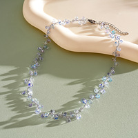 Collier ras du cou minimaliste en argent avec perles de verre transparentes en forme de goutte d'eau lavande, bijoux fantaisie OEM/ODM, colliers en cristal