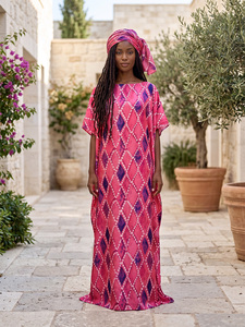 Robe Dashiki africaine transfrontalière avec foulard assorti, robe longue ample en polyester, tunique une pièce pour femme - Product Image 4