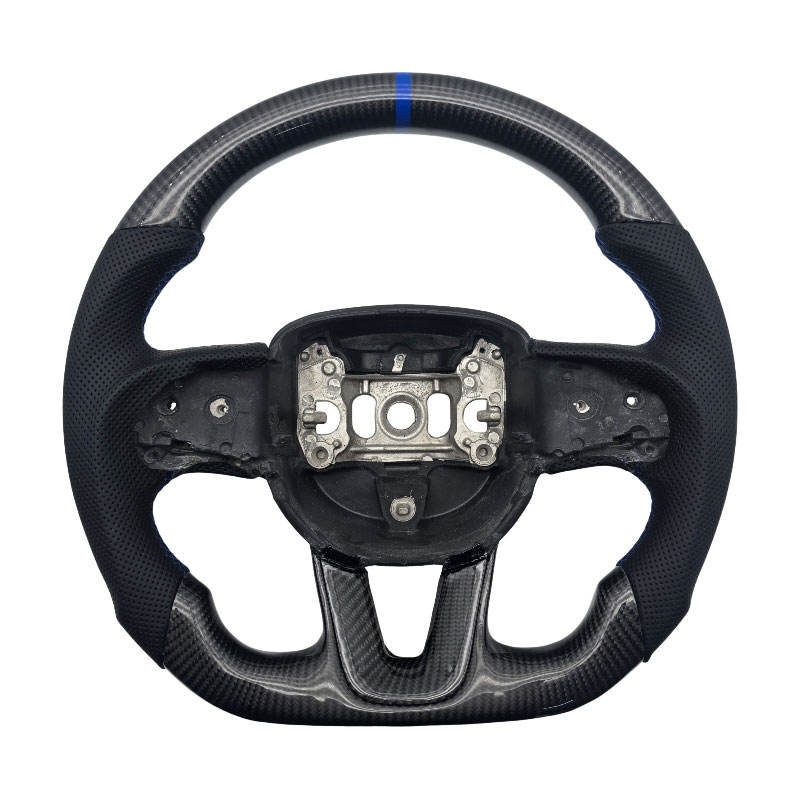 Leather+Carbon Fibre+Blue Stripe Stitching