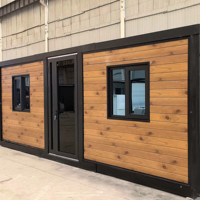 Maison conteneur extensible avec finition imitation bois
