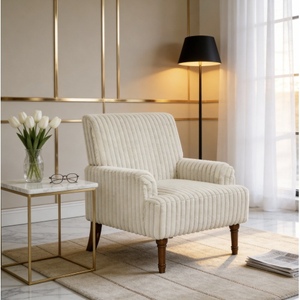 Sillón Moderno para Exteriores, Tapizado en Corduroy de 3.5cm de Ancho, Patas de Madera de Palisandro de 9 Pulgadas, Cómodo Sillón Tapizado Beige para Jardín - Product Image 5