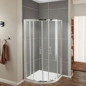 Cabine de douche en verre trempé courbé de 8 mm, porte coulissante à double ouverture, cabine de douche en quadrant - Product Image 6