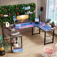 Bureau d'ordinateur multifonctionnel en forme de U et réversible en forme de L avec poignée Table de jeu décontractée