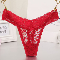 Celana Dalam Wanita YCH Seksi Model Low-Rise Berbahan Rajut dengan Renda, Bagian Selangkangan Katun Transparan Berongga Anti-Bakteri Cepat Kering Ukuran Besar Model Thong