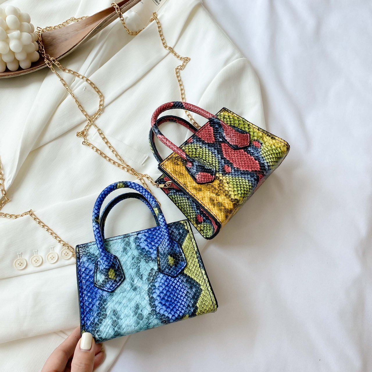 snake print designer bag