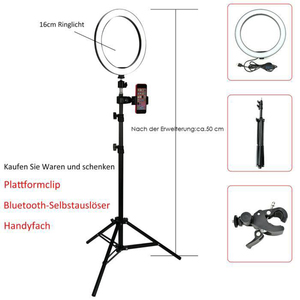 Lampada da scrivania con staffa pigra Live Stream <span class=keywords><strong>Light</strong></span> LED Circle Selfie Ring <span class=keywords><strong>Light</strong></span> con supporto flessibile per telefono cellulare - Product Image 6