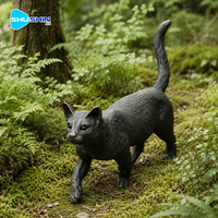 Statue de chat marchant réaliste en bronze coulé, finition bronze foncé patiné, décoration de jardin et de cour de villa, sculpture en métal
