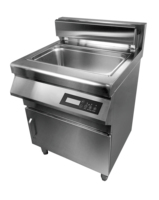 Friteuses à Induction Professionnelles 35L Grande Capacité, Commandes Tactiles, Robinet de Vidange d'Huile et Filtration Intégrée avec Meuble