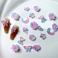 Breloques lumineuses pour ongles en forme de rose, lune, étoile, cœur, aurore, papillon, décorations pour ongles, breloques Y2K, pièces de manucure DIY