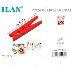 Ilan Mollette in Legno da 3,5 cm, Confezione da 25 per Bucato e Lavori Artigianali - Product Image 1