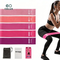 Juego de 5 Mini Bandas Elásticas de Silicona y Látex CELUX con Logotipo Personalizado, de Alta Elasticidad y Resistencia, para Ejercicios de Cadera y Glúteos, Yoga y Entrenamiento