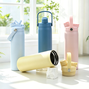 Customized 24oz Stainless Steel Water Bottle Insulated Vacuum <b>Flask</b> with 2-in-1 Dust-proof Straw & Sport Chug Lid - Product Image 1