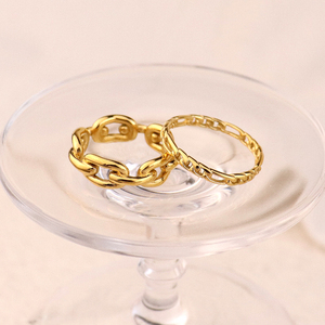 Minimalist <strong>Thick</strong> Link Chain <strong>Ring</strong> Men Women Jewelry Stainless Steel 18K Gold Plated Waterproof Miami Cuban Link Chain Band <strong>Ring</strong> - Product Image 2