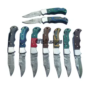 High Quality Hunting Knife Camping Folding Knife With Back Lock Mechanism Damascus Steel Pocket Knife In Stock
