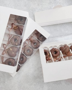 Custom Logo Cakesicle Box Ice Cream Truffles Cheese Chocolate Bar White Packaging Box with Clear Window