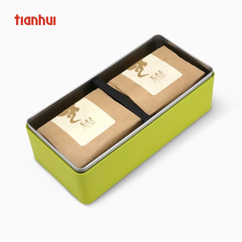 Tianhui caixa de presente de armazenamento, caixa de presente elegante retangular de metal para chá