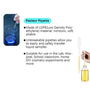 Suministros de laboratorio Pipeta de transferencia de plástico de volumen de 3 ml Pipeta Pipetas Pasteur consumibles de laboratorio desechables