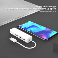 Adaptador USB 2.0 o Tipo-C a Tarjeta de Red USB 2.0 con RJ45+HUB 100M USB-C a HUB con Controlador para Computadora Portátil y de Escritorio