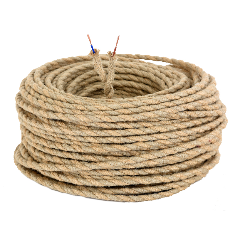 Винтажная веревка из пеньковой веревки, плетеный Электрический провод, ретро подвесной светильник, винтажный шнур