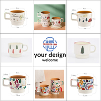 Tasse à café en céramique peinte à la main, motif mandala bohème, en grès, tasse à thé, compatible micro-ondes et lave-vaisselle, logo personnalisé, vente en gros