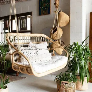 Silla colgante de ratán de estilo nórdico hecha a mano, silla de cesta colgante moderna para balcón interior para muebles de exterior