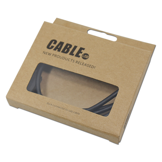 Foldable Hang Hole Phone Charge Cable Packaging Box with Clear Window