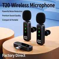 Mikrofon Lavalier Nirkabel T20 dengan Layar Digital |   Mikrofon Lapel Peredam Kebisingan Cerdas untuk Vlogging & Video Pendek